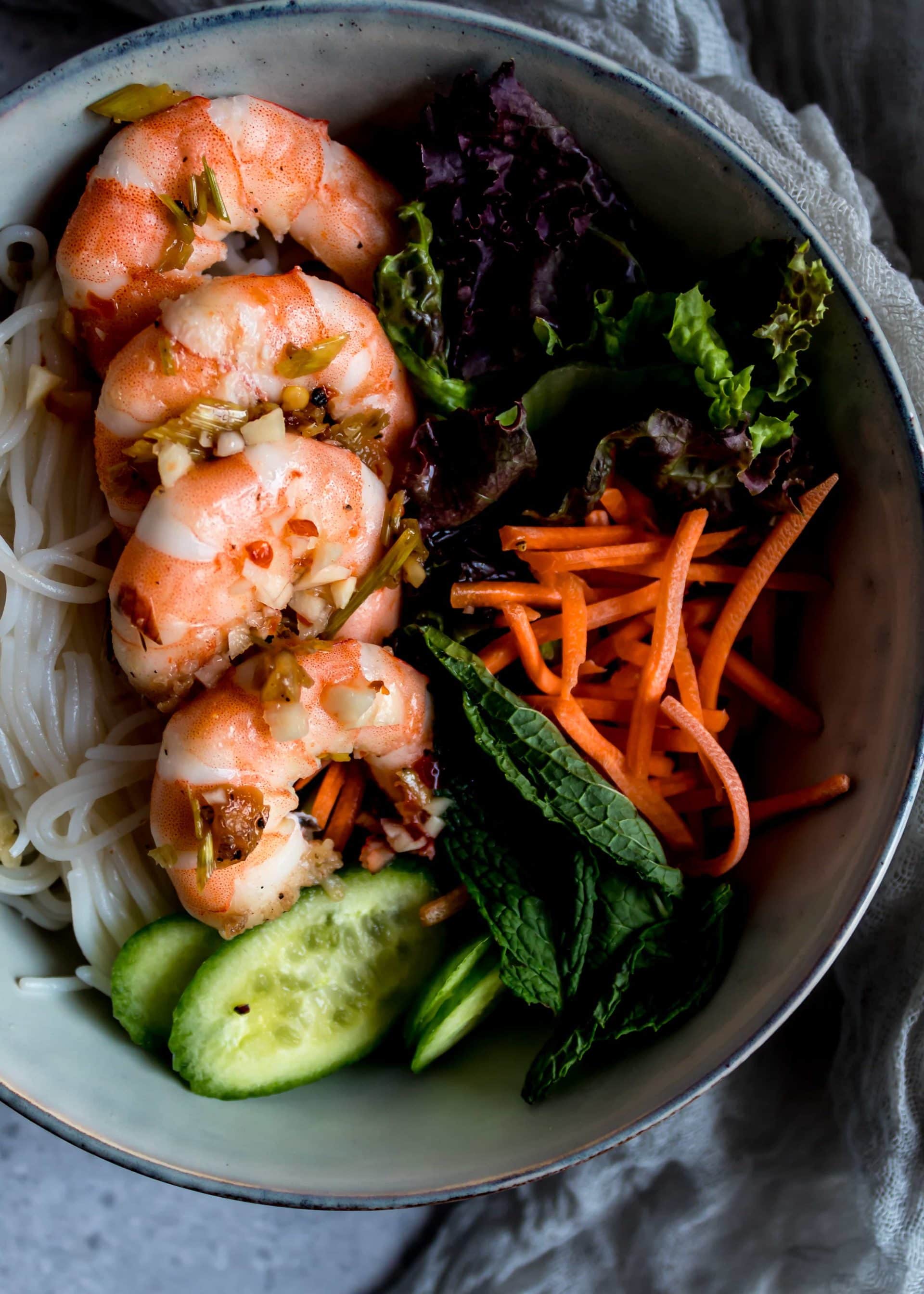 Vietnamese Vermicelli Noodle Bowls with Shrimp Cooking Therapy