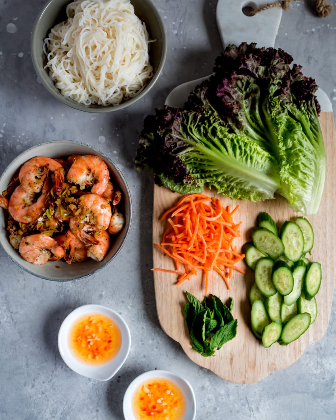 Vietnamese Vermicelli Noodle Bowls with Shrimp Cooking Therapy