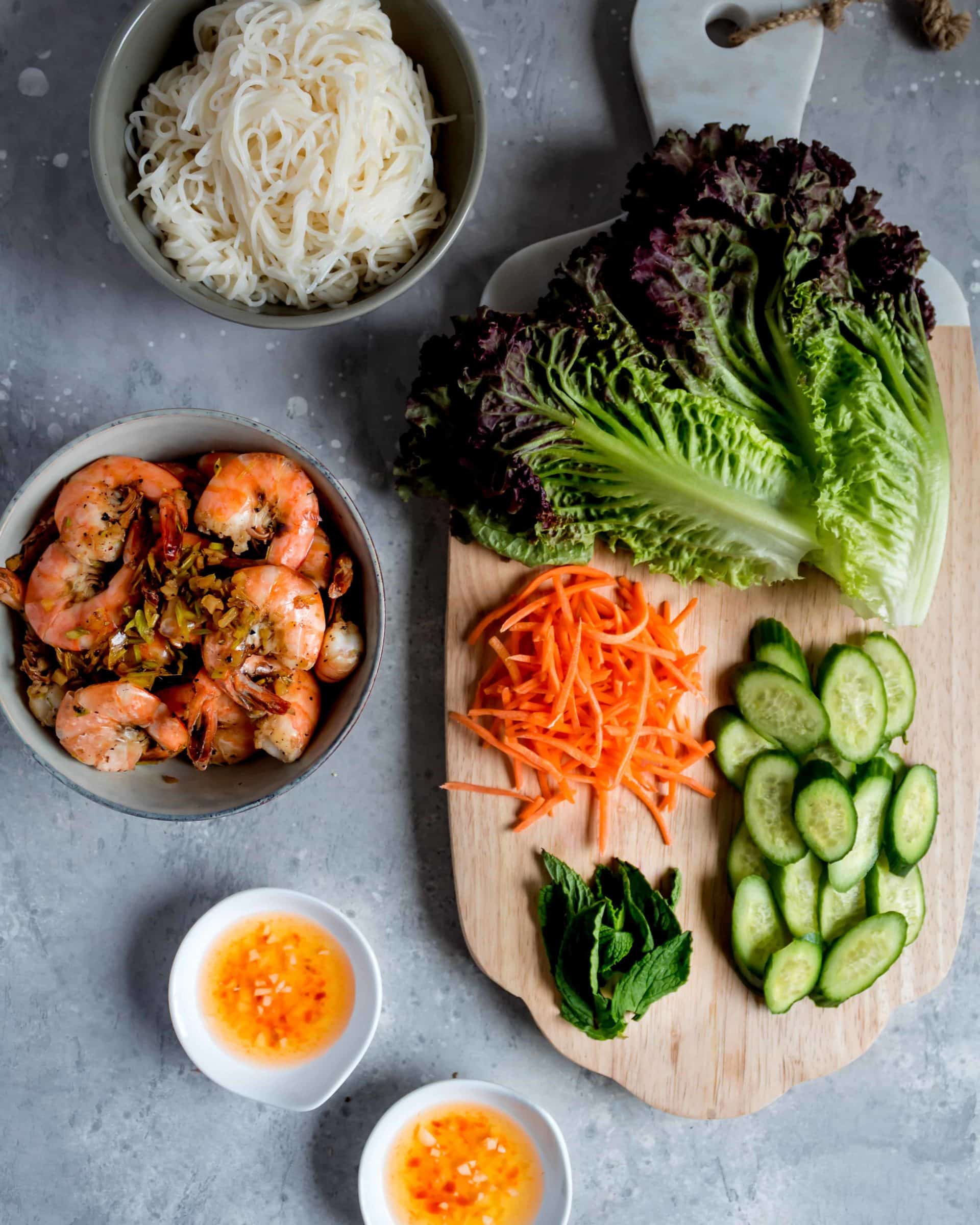 Vietnamese Vermicelli Noodle Bowls with Shrimp Cooking Therapy
