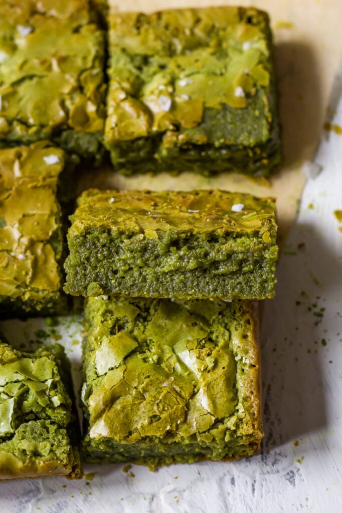 Fudgy Brown Butter Matcha Brownies Cooking Therapy