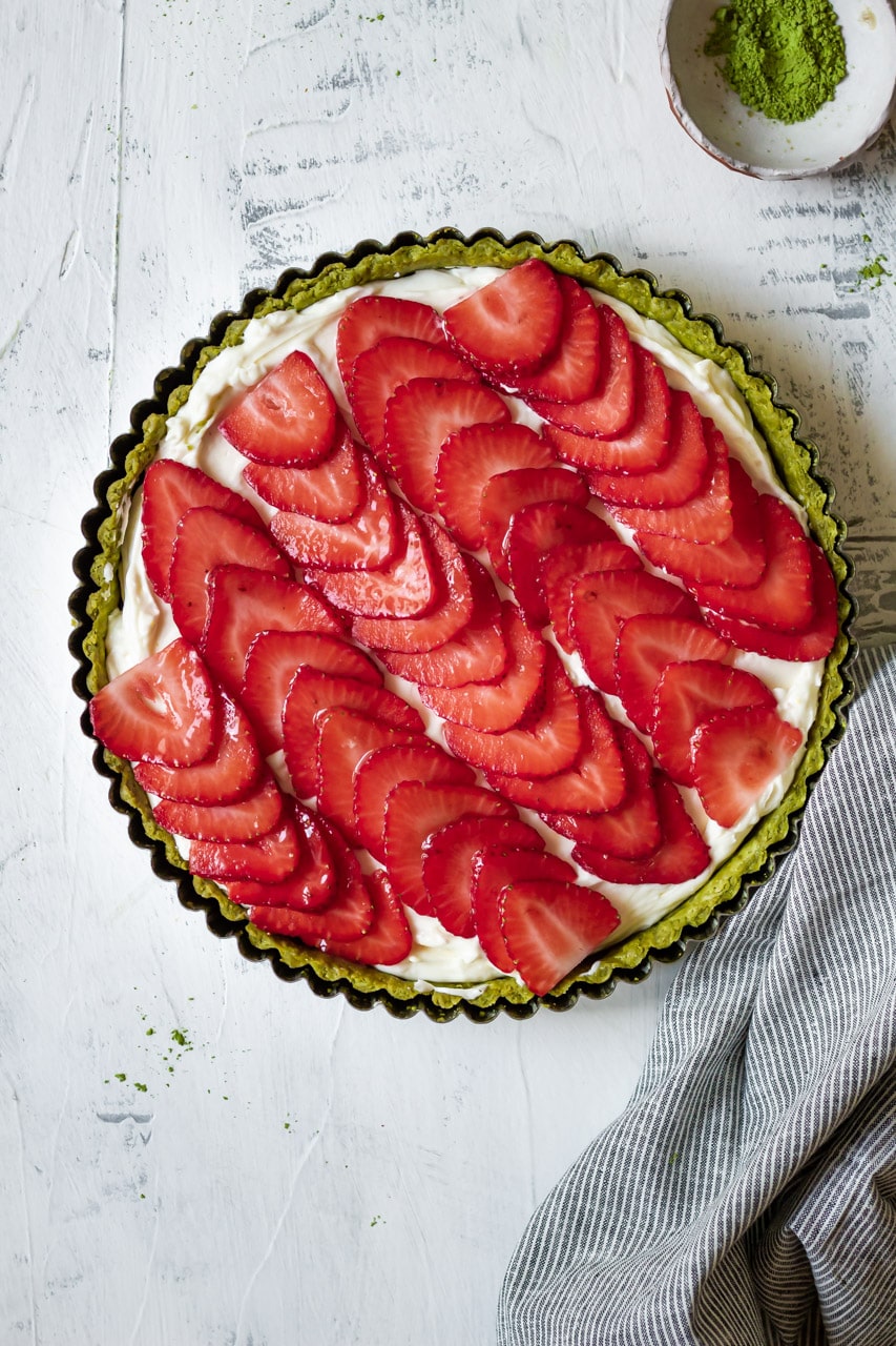 Strawberry Tart with a Matcha Crust