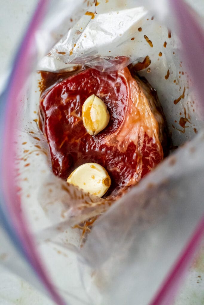 marinating the steak