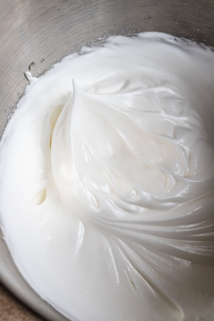 Meringue in a stand mixer bowl
