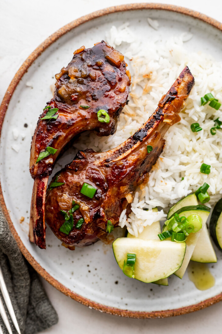 Vietnamese caramelized lamb chops paired with rice.